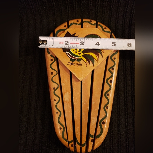 Vintage Handpainted Wall Hanging Rooster Wooden Knife Block - Picture 10 of 10